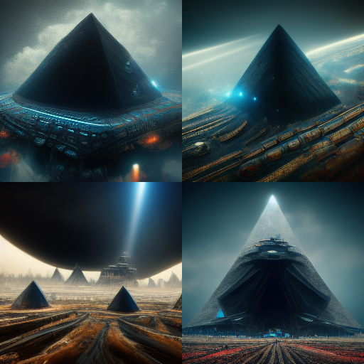 Black pyramid mothership - set of 4